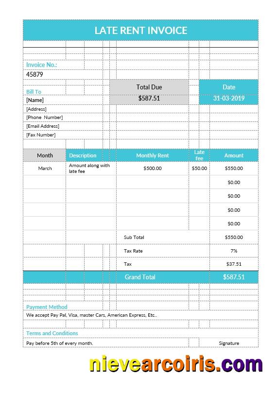 Late Rent Invoice
